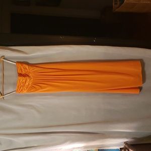 Orange strapless maxi dress David’s Bridal Size 4 bridesmaid dress 2010